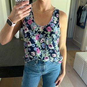 Joíe 100% silk floral print tank top, size M